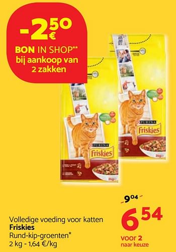 Promoties Volledige voeding voor katten friskies rund-kip-groenten - Friskies - Geldig van 02/11/2017 tot 15/11/2017 bij Tom&Co