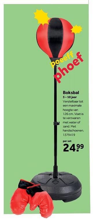 Promoties Boksbal verstelbaar tot een maximale hoogte voet is te verzwaren met water of zand met handschoenen - Huismerk - Bart Smit - Geldig van 30/10/2017 tot 10/12/2017 bij Bart Smit