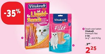 Promoties Snack voor katten vitakraft pre,ium filet 2 var - Vitakraft - Geldig van 02/11/2017 tot 15/11/2017 bij Tom&Co