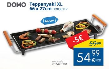 Promoties Domo elektro teppanyaki xl do8301tp - Domo - Geldig van 02/11/2017 tot 30/11/2017 bij Eldi