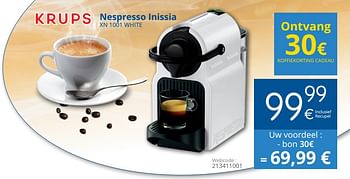 Promotions Krups nespresso inissia xn 1001 white - Krups - Valide de 02/11/2017 à 30/11/2017 chez Eldi