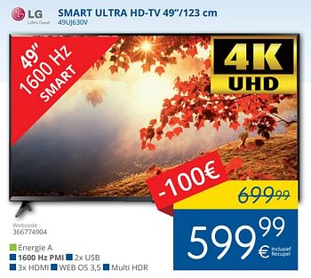Promotions Lg smart ultra hd-tv 49uj630v - LG - Valide de 02/11/2017 à 30/11/2017 chez Eldi