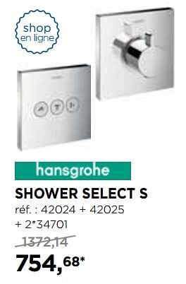 Promotions Shower select s douche pluie encastrables - Hansgrohe - Valide de 30/10/2017 à 02/12/2017 chez X2O
