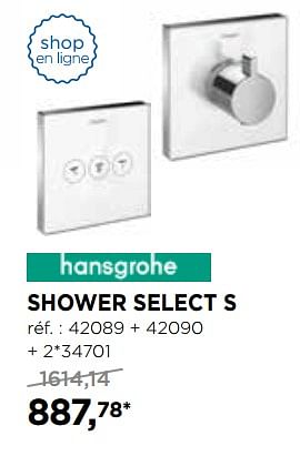 Promotions Shower select s douche pluie encastrables - Hansgrohe - Valide de 30/10/2017 à 02/12/2017 chez X2O