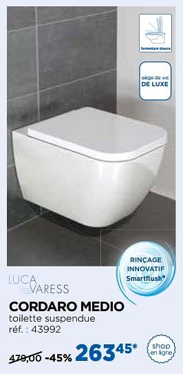 Promotions Cordaro medio toilettes suspendues smartflush - Luca varess - Valide de 30/10/2017 à 02/12/2017 chez X2O