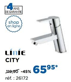 Promotions City robinets de lavabo - Linie - Valide de 30/10/2017 à 02/12/2017 chez X2O