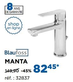 Promotions Manta robinets de lavabo - Blaufoss - Valide de 30/10/2017 à 02/12/2017 chez X2O