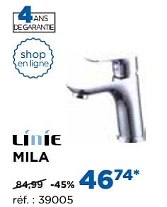 Promotions Mila robinets de lavabo - Linie - Valide de 30/10/2017 à 02/12/2017 chez X2O