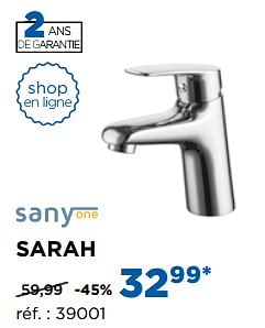 Promoties Sarah robinets de lavabo - Sany one - Geldig van 30/10/2017 tot 02/12/2017 bij X2O
