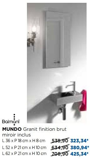 Promotions Mundo lave-mains - Balmani - Valide de 30/10/2017 à 02/12/2017 chez X2O