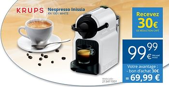 Promoties Krups nespresso inissia xn 1001 white - Krups - Geldig van 02/11/2017 tot 30/11/2017 bij Eldi