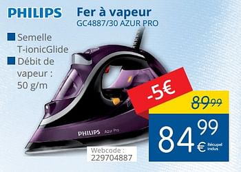 Promotions Philips fer à vapeur gc4887-30 azur pro - Philips - Valide de 02/11/2017 à 30/11/2017 chez Eldi