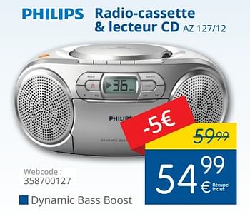 Promotions Philips radio-cassette + lecteur cd az 127-12 - Philips - Valide de 02/11/2017 à 30/11/2017 chez Eldi