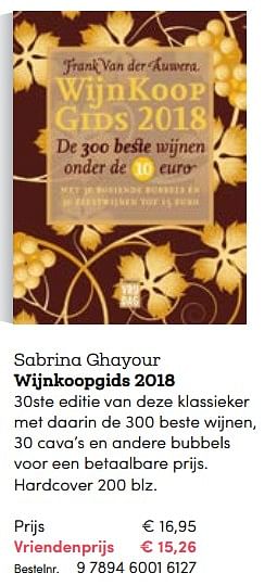Promoties Sabrina ghayour wijnkoopgids 2018 - Huismerk - BookSpot - Geldig van 03/11/2017 tot 31/12/2017 bij BookSpot