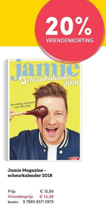 Promoties Jamie magazine - scheurkalender 2018 - Huismerk - BookSpot - Geldig van 03/11/2017 tot 31/12/2017 bij BookSpot