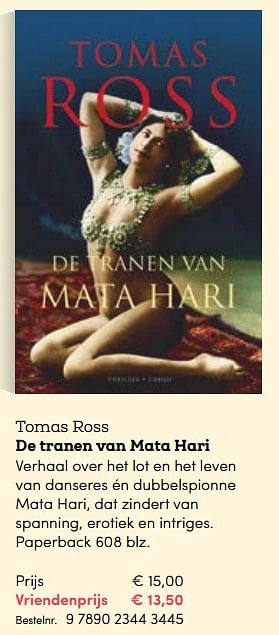 Promotions Tomas ross de tranen van mata hari - Huismerk - BookSpot - Valide de 03/11/2017 à 31/12/2017 chez BookSpot