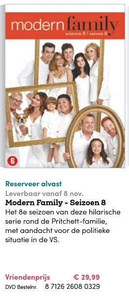Promoties Modern family - seizoen 8 - Huismerk - BookSpot - Geldig van 03/11/2017 tot 31/12/2017 bij BookSpot
