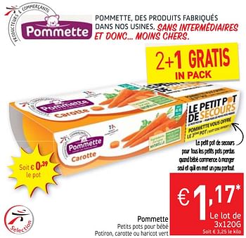 Pommette Pommette Petits Pots Pour Bebe Potiron Carotte Ou Haricot Vert En Promotion Chez Intermarche