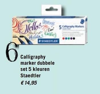 Promoties Calligraphy marker dubbele set 5 kleuren staedtler - Staedtler - Geldig van 03/11/2017 tot 30/11/2017 bij Standaard Boekhandel