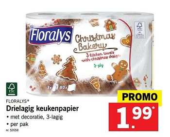 Promoties Drielagig keukenpapier - Floralys - Geldig van 13/11/2017 tot 18/11/2017 bij Lidl