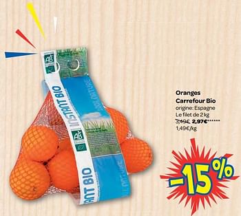 Promotions Oranges carrefour bio - Produit maison - Carrefour  - Valide de 08/11/2017 à 20/11/2017 chez Carrefour