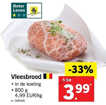 Promoties Vleesbrood - Huismerk - Lidl - Geldig van 13/11/2017 tot 18/11/2017 bij Lidl