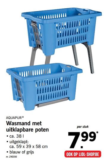 Promoties Wasmand met uitklapbare poten - AquaPur - Geldig van 13/11/2017 tot 18/11/2017 bij Lidl
