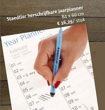 Promoties Staedtler herschrijfbare jaarplanner - Staedtler - Geldig van 02/11/2017 tot 31/12/2017 bij Ava