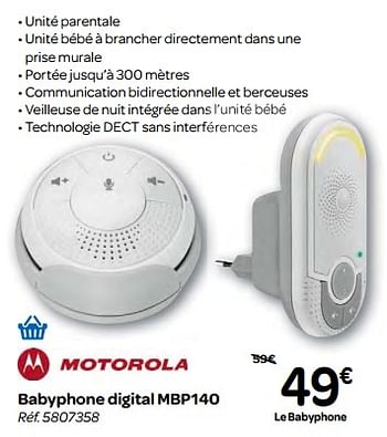 Promotions Babyphone digital mbp140 - Motorola - Valide de 08/11/2017 à 20/11/2017 chez Carrefour