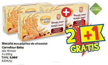 Promotions Biscuits aux pépites de chocolat carrefour baby - Carrefour Baby - Valide de 08/11/2017 à 20/11/2017 chez Carrefour