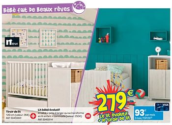 Promotions Tiroir de lit + lit bébé évolutif - Produit maison - Carrefour  - Valide de 08/11/2017 à 20/11/2017 chez Carrefour