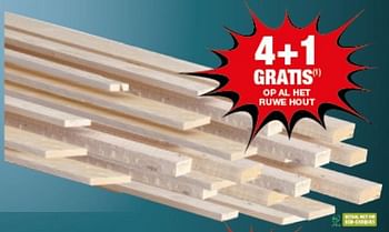 Promoties 4+1 gratis op al het ruwe hout - Huismerk - Brico - Geldig van 14/11/2017 tot 27/11/2017 bij Brico