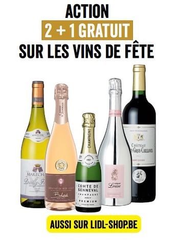 Promotions Action 2+1gratuit sur les vins de fête - Vins rouges - Valide de 13/11/2017 à 18/11/2017 chez Lidl