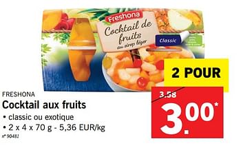 Promotions Cocktail aux fruits - Freshona - Valide de 13/11/2017 à 18/11/2017 chez Lidl