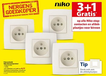 Promoties Niko intense white stopcontact - Niko - Geldig van 15/11/2017 tot 20/11/2017 bij Gamma