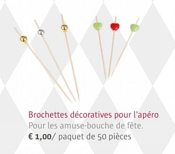 Promotions Brochettes décoratives pour l`apéro - Produit Maison - Ava - Valide de 02/11/2017 à 31/12/2017 chez Ava