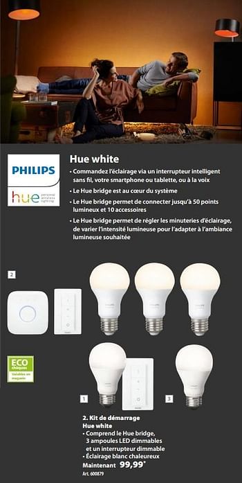 Promotions Kit de démarrage hue white - Philips - Valide de 15/11/2017 à 20/11/2017 chez Gamma