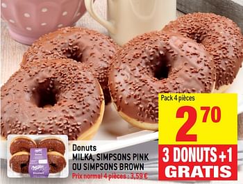 Promotions Donuts milka, simpsons pink ou simpsons brown - Milka - Valide de 15/11/2017 à 21/11/2017 chez Match