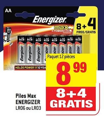Promotions Piles max energizer lr06 ou lr03 - Energizer - Valide de 15/11/2017 à 21/11/2017 chez Match