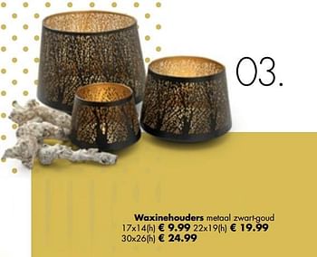 Promoties Waxinehouder metaal zwart-goud - Huismerk - Multi Bazar - Geldig van 06/11/2017 tot 25/12/2017 bij Multi Bazar