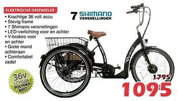 Promoties Elektrische driewieler - Shimano - Geldig van 29/10/2017 tot 19/11/2017 bij Itek