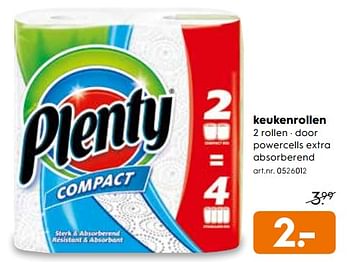 Promotions Keukenrollen - Plenty - Valide de 11/11/2017 à 19/11/2017 chez Blokker