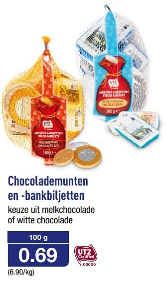 Promotions Chocolademunten en -bankbiljetten - Produit maison - Aldi - Valide de 15/11/2017 à 21/11/2017 chez Aldi