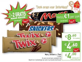 Promoties Mars, snickers of twix - Huismerk - Intermarche - Geldig van 14/11/2017 tot 19/11/2017 bij Intermarche