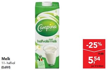 Promoties Campina halvolle melk - Campina - Geldig van 10/11/2017 tot 29/11/2017 bij Makro