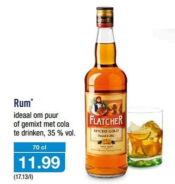 Promoties Rum ideaal om puur of gemixt met cola te drinken - Flatcher - Geldig van 18/11/2017 tot 21/11/2017 bij Aldi