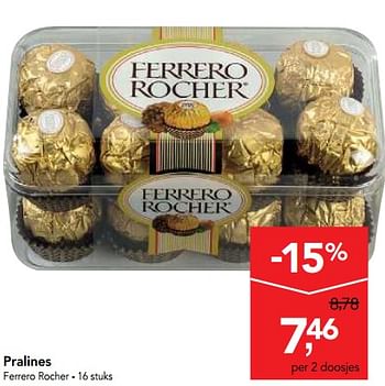 Promotions Ferrero rocher pralines - Ferrero - Valide de 10/11/2017 à 29/11/2017 chez Makro