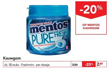Promoties Mentos pure fresh kauwgom - Mentos - Geldig van 10/11/2017 tot 29/11/2017 bij Makro