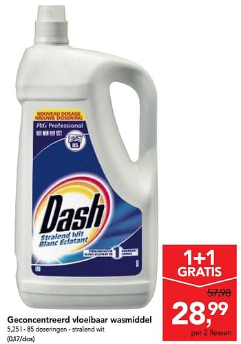 Promotions Dash geconcentreerd vloeibaar wasmiddel - Dash - Valide de 10/11/2017 à 29/11/2017 chez Makro