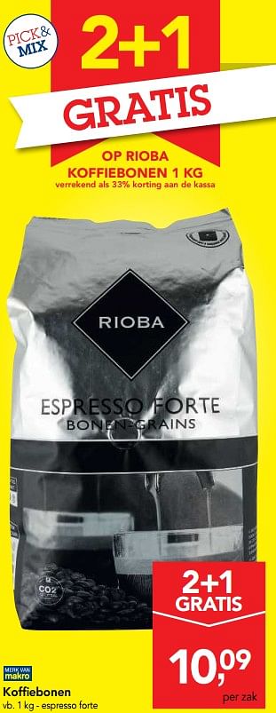 Promoties Rioba koffiebonen espresso forte - Rioba - Geldig van 10/11/2017 tot 29/11/2017 bij Makro